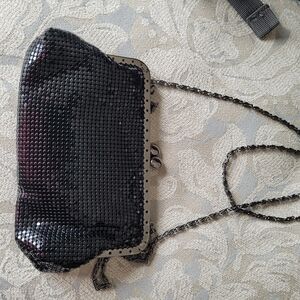 Elegant Black Mesh Clutch with Chain Strap